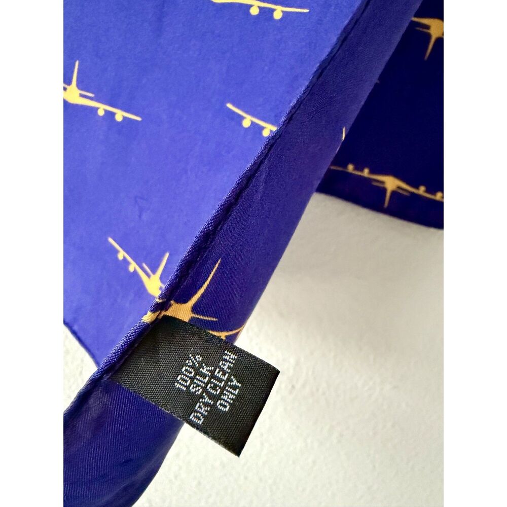 Silk Scarf Aviation Airplane Print 100% Silk Oblong Neck Scarf Old Money Preppy
